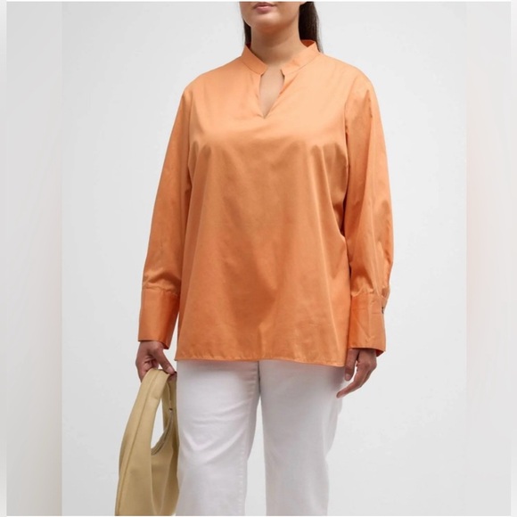 NEW HARSHMAN Ellis Cotton Popover Tunic Blouse Persimmon Orange Sz 3X MSRP $225 - Picture 1 of 4